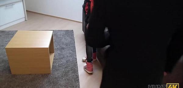 HUNT4K. Slutty hottie accepts cash from hunter for chance to make BF cuckold